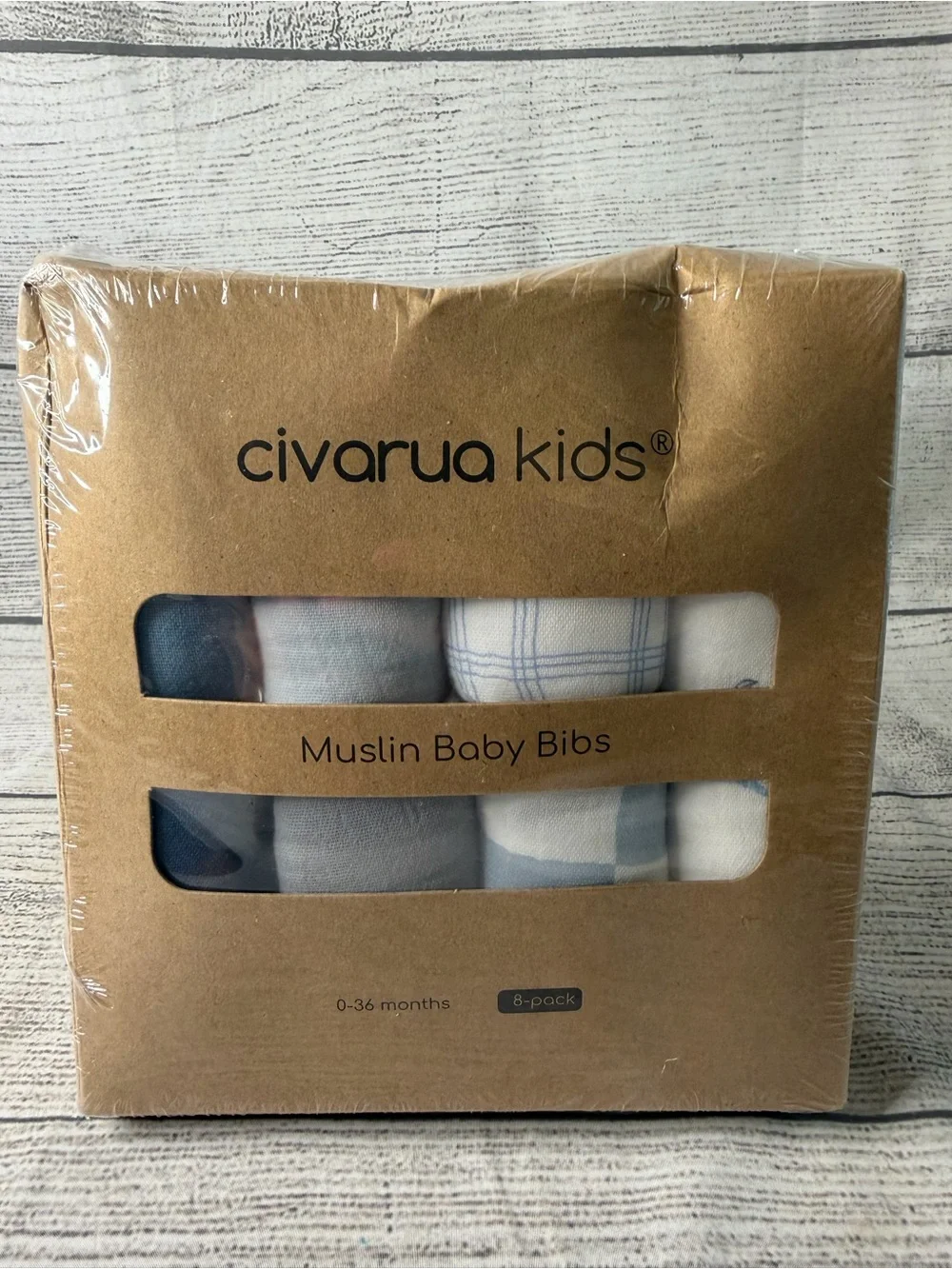 Blue Muslin Baby Bibs - 8-Pack